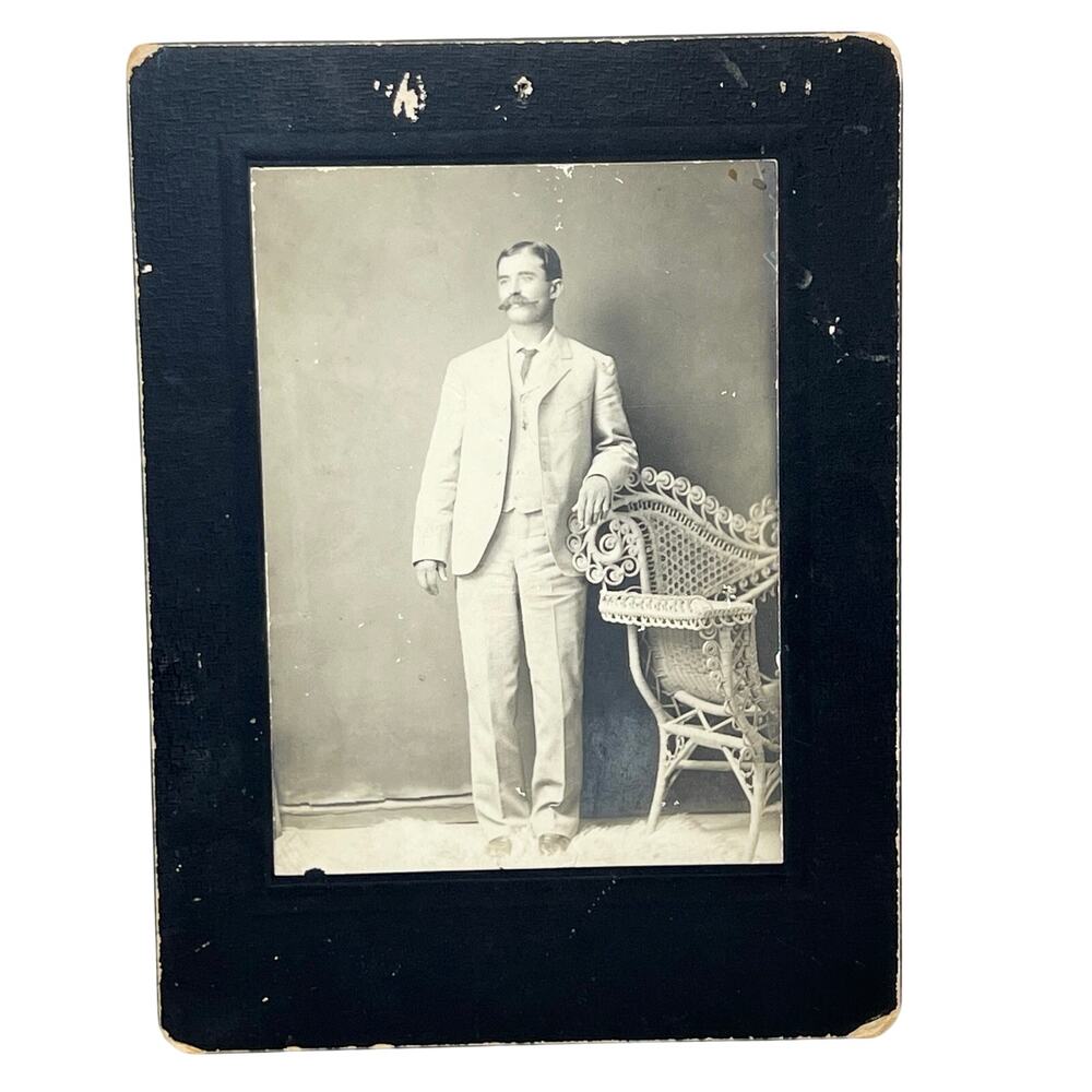 Antique Portrait Photograph Gentleman Framed 1905 Signed Note Tucson AZ